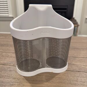 Polder White and Silver Mesh Utensil Caddy